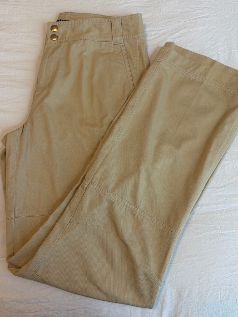Ralph Lauren Tan Wide-Leg Utility Pants